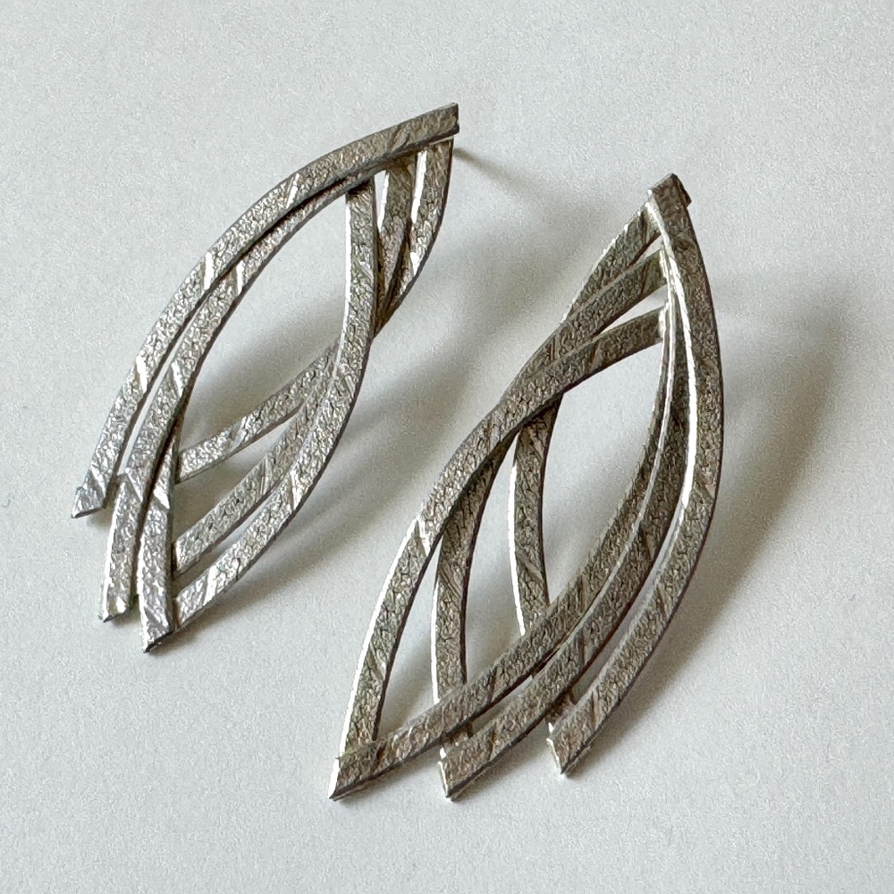 Silver Wing Earrings, pierced, vintage